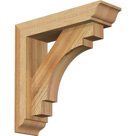 Ekena Millwork Merced Traditional Rough Sawn Bracket w/ Offset Brace, Western Red Cedar, 4"W x 14"D x 14"H BKT0402X14X14MRC01RWR